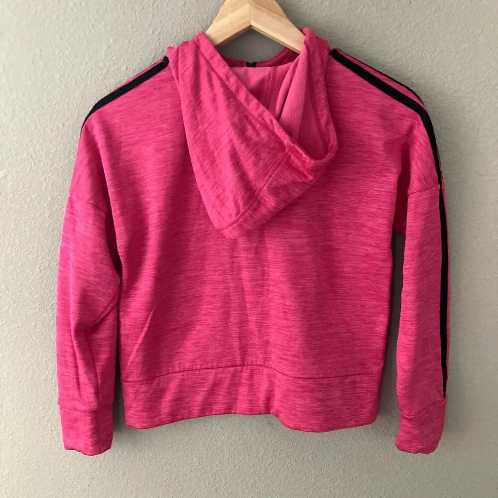 Adidas Melange Fleece Hooded Jacket - Real Magenta Heather - 14, Large